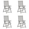 vidaXL Chaises inclinables de jardin lot de 4 Gris Bois solide acacia