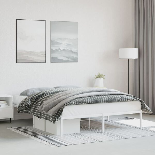 vidaXL Cadre de lit m&eacute;tal sans matelas blanc 160x200 cm