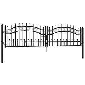 vidaXL Portail de cl&ocirc;ture KAMPEN avec t&ecirc;te en forme de lance, acier noir 302 x 78 cm