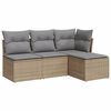vidaXL Salon de jardin avec coussins 4 pcs beige r&eacute;sine tress&eacute;e