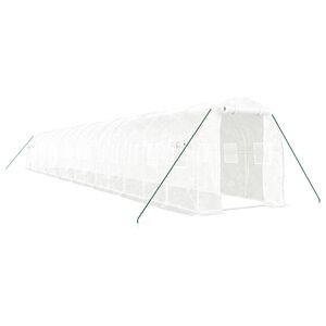 vidaXL Serre avec cadre en acier blanc 32 m&sup2; 16x2x2 m