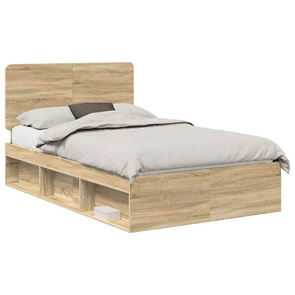 vidaXL Cadre de lit Ch&ecirc;ne Sonoma 135 x 190 cm Bois de pin massif