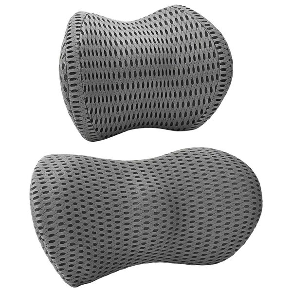 vidaXL Oreiller avec oreiller R&eacute;glable 2 pcs Gris Maille 4D