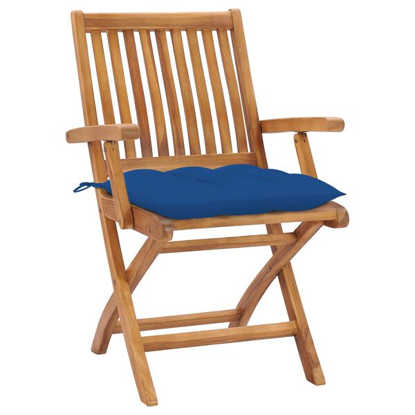 vidaXL Chaises pliables de jardin avec coussins lot de 8 Teck solide