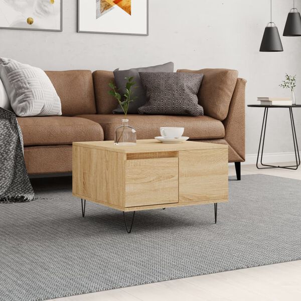 vidaXL Table basse ch&ecirc;ne sonoma 55x55x36,5 cm bois d'ing&eacute;nierie