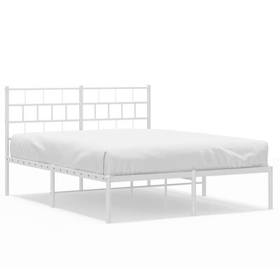 vidaXL Cadre de lit métal sans matelas et tête de lit blanc 135x190 cm