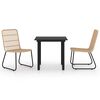 vidaXL Ensemble &agrave; manger d'ext&eacute;rieur 3 pcs r&eacute;sine tress&eacute;e et verre