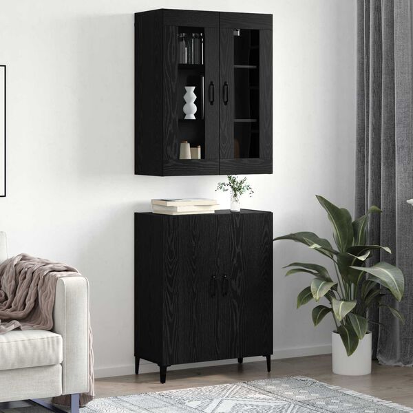 vidaXL Haut Armoire 2 pcs Ch&ecirc;ne noir Bois d'ing&eacute;nierie