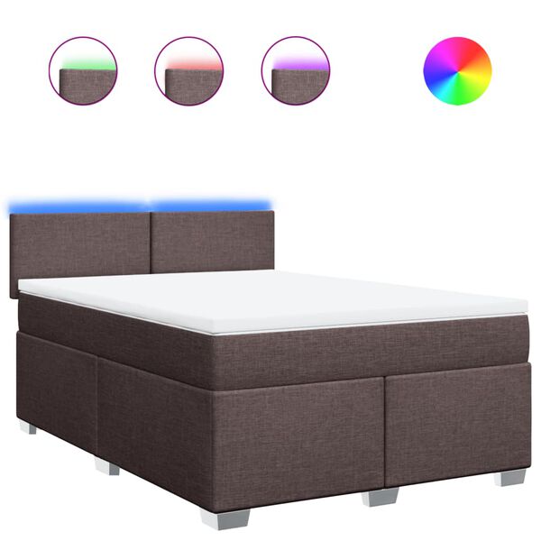 vidaXL Sommier &agrave; lattes de lit avec matelas Marron fonc&eacute; 140x200 cm