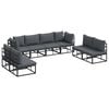 vidaXL Ensemble de canap&eacute; de jardin 8 pc Noir Aluminium