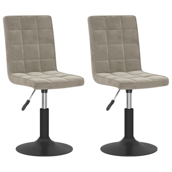 vidaXL Chaises pivotantes &agrave; manger lot de 2 gris clair velours