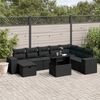 vidaXL Salon de jardin 9 pcs avec coussins noir résine tressée