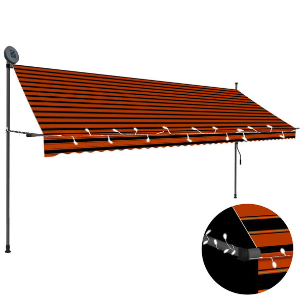 vidaXL Auvent manuel r&eacute;tractable avec LED 400 cm Orange et marron
