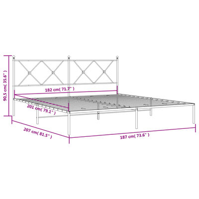 vidaXL Cadre de lit métal sans matelas et tête de lit blanc 180x200 cm