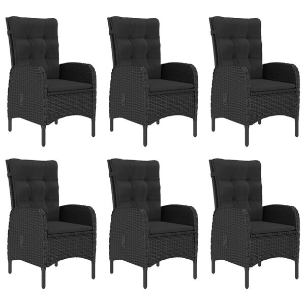 vidaXL Ensemble &agrave; manger de jardin 7 pcs Noir
