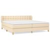 vidaXL Sommier &agrave; lattes de lit avec matelas Cr&egrave;me 200x200 cm Tissu