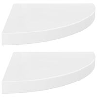vidaXL Étagères d'angle flottantes 2pcs blanc brillant 35x35x3,8cm MDF