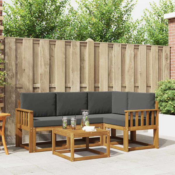 vidaXL Ensemble de canap&eacute;s d'ext&eacute;rieur 5 pcs Naturel et Anthracite