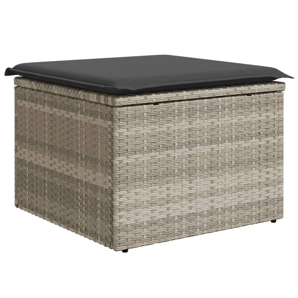 vidaXL Tabouret de jardin coussin gris clair 55x55x37cm r&eacute;sine tress&eacute;e