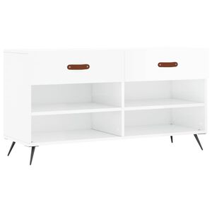 vidaXL Banc &agrave; chaussures blanc brillant 102x35x55 cm bois d'ing&eacute;nierie
