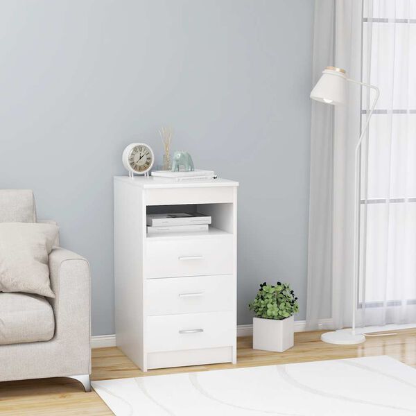 vidaXL Armoire &agrave; tiroirs Blanc 40x50x76 cm Bois d'ing&eacute;nierie