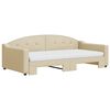 vidaXL Lit de jour avec gigogne et matelas crème 100x200 cm tissu