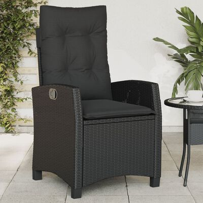 vidaXL Chaises inclinables de jardin lot de 2 et coussins noir rotin