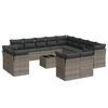 vidaXL Salon de jardin avec coussins 14 pcs gris r&eacute;sine tress&eacute;e