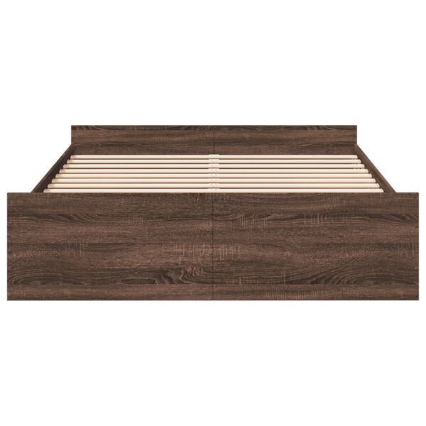 vidaXL Cadre de lit avec tiroirs sans matelas ch&ecirc;ne marron 150x200 cm