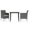 vidaXL Ensemble &agrave; manger de jardin et coussins 3 pcs Gris et noir