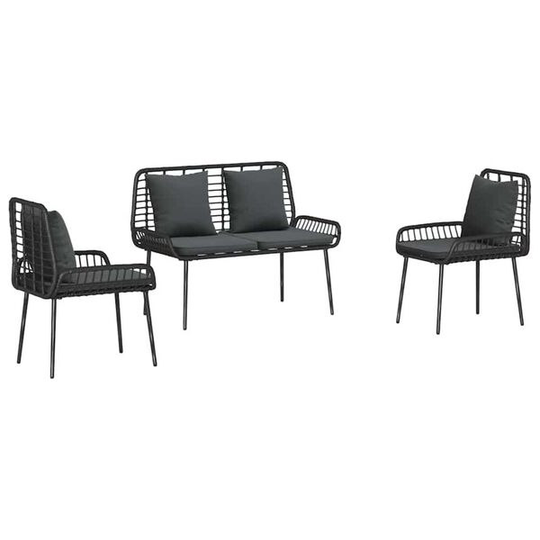 vidaXL Ensemble de salle &agrave; manger pour jardin 3 pcs Noir et anthracite