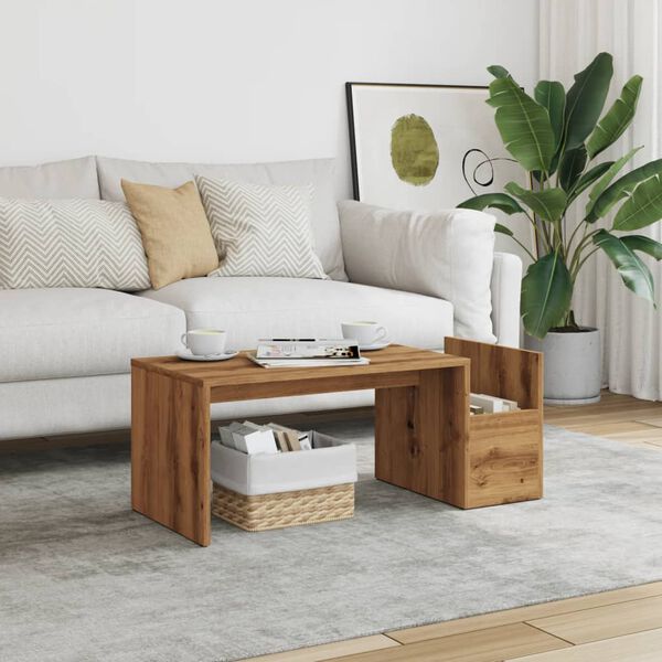 vidaXL Table basse ch&ecirc;ne artisanal 90x45x35 cm bois d'ing&eacute;nierie