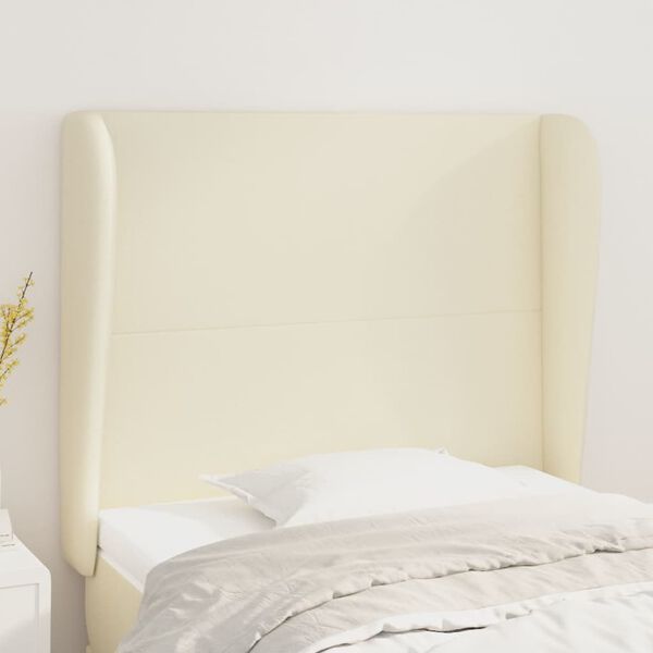 vidaXL T&ecirc;te de lit avec oreilles Cr&egrave;me 103x23x118/128 cm Similicuir