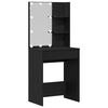 vidaXL Ensemble de table de maquillage avec LED 4 pcs Ch&ecirc;ne noir