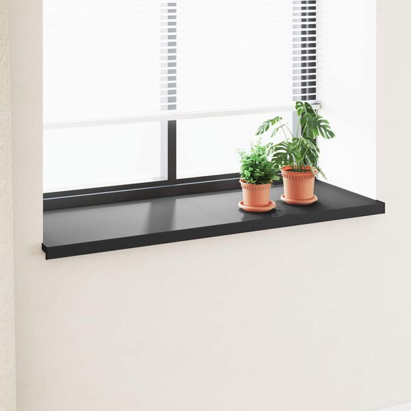 vidaXL Appui de fen&ecirc;tre Noir avec grain de bois 140 x 50 x 4,5 cm PVC