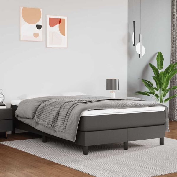 vidaXL Sommier &agrave; lattes de lit avec matelas gris 120x190 cm similicuir
