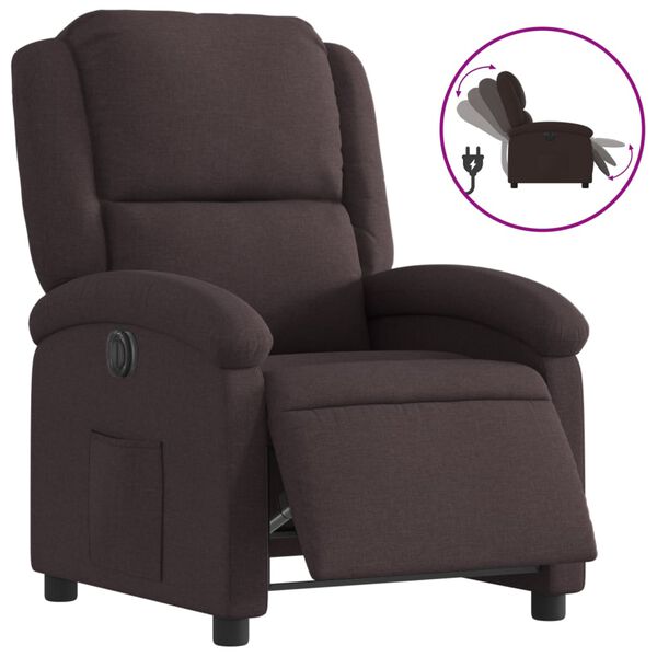 vidaXL Fauteuil inclinable électrique Marron foncé Tissu
