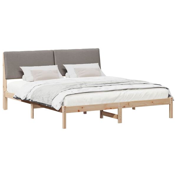 vidaXL Cadre de lit Marron et taupe 200 x 200 cm Bois massif en pin