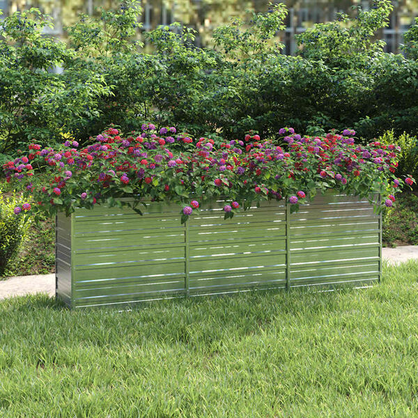 vidaXL Lit sur&eacute;lev&eacute; de jardin 240x40x77 cm Acier galvanis&eacute; Argent&eacute;