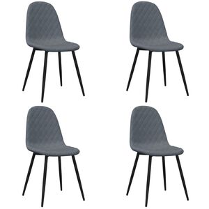 vidaXL Chaises &agrave; manger lot de 4 Gris fonc&eacute; Velours