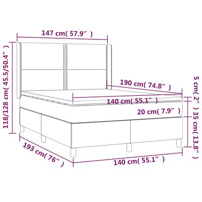 vidaXL Sommier à lattes de lit matelas et LED Bleu foncé 140x190 cm