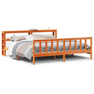 vidaXL Cadre de lit et t&ecirc;te de lit sans matelas cire marron 200x200 cm
