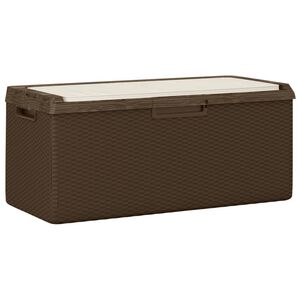 vidaXL Bo&icirc;te de rangement jardin coussin de si&egrave;ge marron 350 L PP