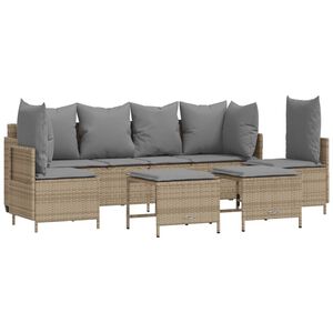vidaXL Salon de jardin avec coussins 5 pcs beige r&eacute;sine tress&eacute;e