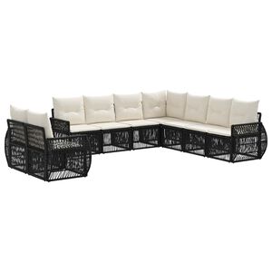 vidaXL Ensemble de canap&eacute; de jardin 9 pcs Noir et blanc cr&egrave;me