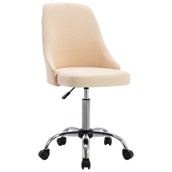 vidaXL Chaises de bureau roulantes lot de 2 Cr&egrave;me Tissu