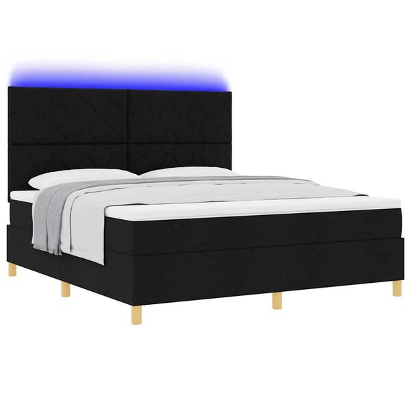 vidaXL Lit &agrave; ressorts avec matelas Noir 180 x 200 cm tissu