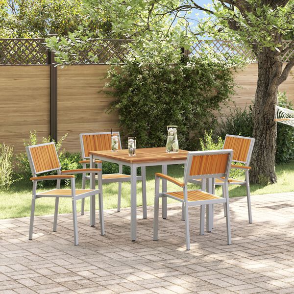 vidaXL Ensemble de salle &agrave; manger pour jardin 5 pcs Gris et marron