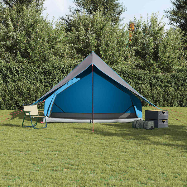 vidaXL Tente familiale avec toit Bleu et gris 315 x 286 x 200 cm