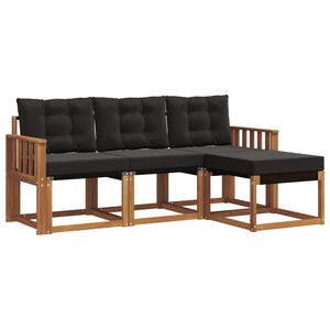 vidaXL Ensemble de canap&eacute;s d'ext&eacute;rieur 4 pc Naturel et Noir